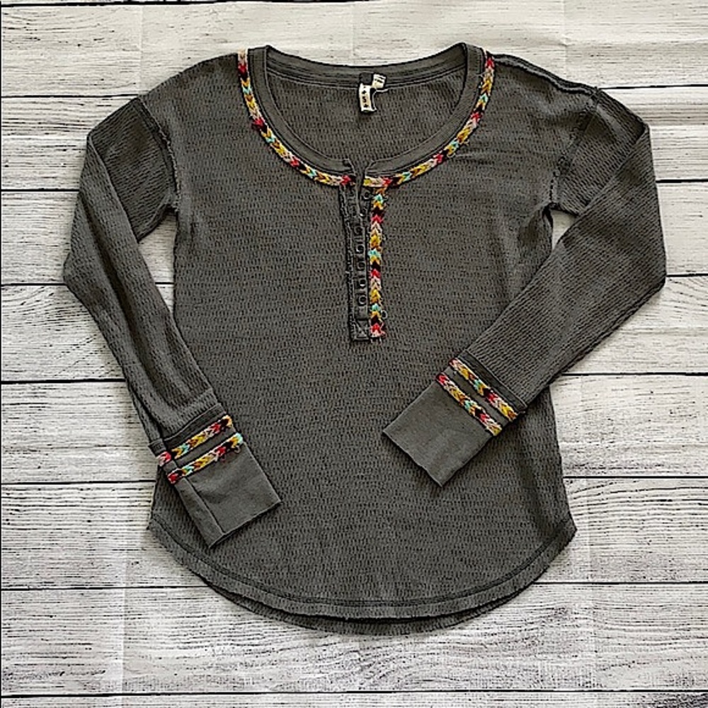 We The Free Rainbow Thermal Henley Top